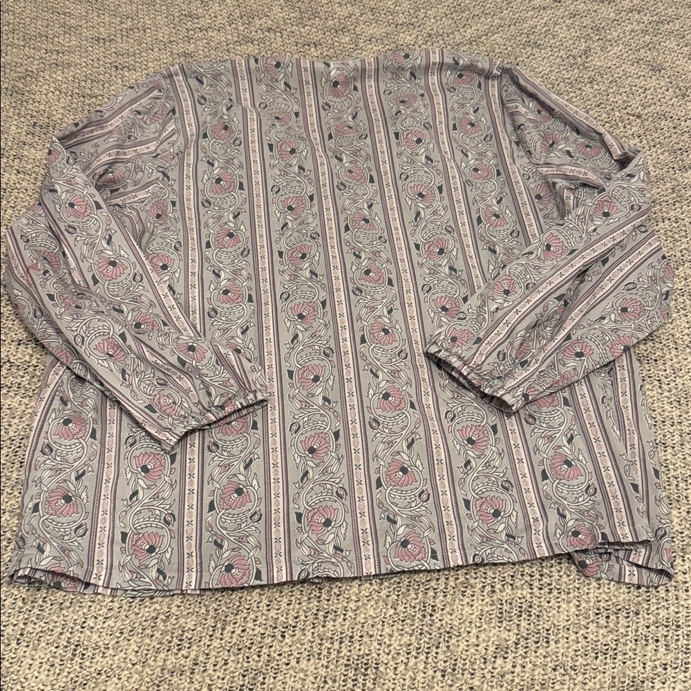 Pure Jill Floral Print Organic Cotton Blouse Size XL - Picture 4 of 4